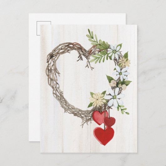 Rustige Valentijn Heart Wreath II Briefkaart (Voorkant / Achterkant)