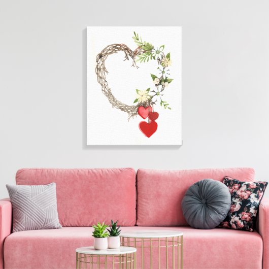 Rustige Valentijn Heart Wreath II Canvas Afdruk (Insitu (Woonkamer))