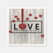 Rustige Valentijnsdag LOVE Modern Red Hearts Servet (Voorkant)