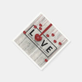 Rustige Valentijnsdag LOVE Modern Red Hearts Servet (Hoek)