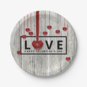 Rustige Valentijnsdag LOVE Red Hearts Modern Papieren Bordje (Voorkant)