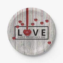 Rustige Valentijnsdag LOVE Red Hearts Modern Papieren Bordje