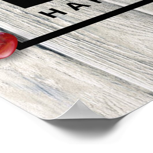 Rustige Valentijnsdag met hout Moderne LOVE Red He Poster (Hoek)