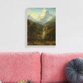 Rustige vallei met paarden en waterval canvas afdruk (Insitu (Woonkamer))