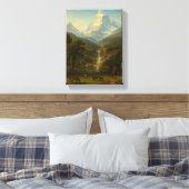 Rustige vallei met paarden en waterval canvas afdruk (Insitu (Slaapkamer))