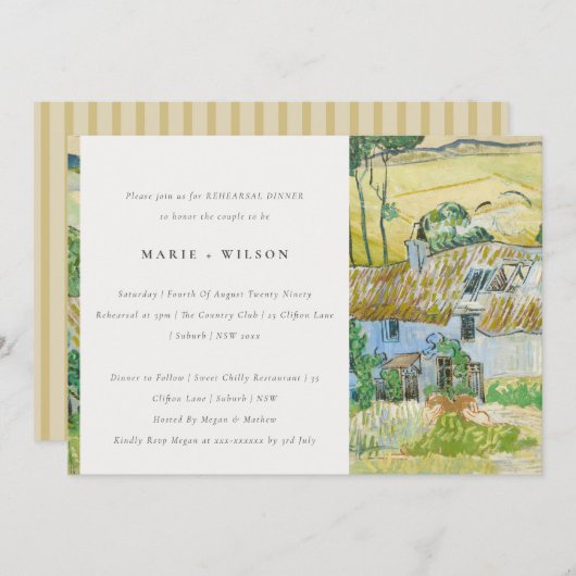 Rustige Velden: Landschap Rehearsal Dinner Kaart (Voorkant / Achterkant)
