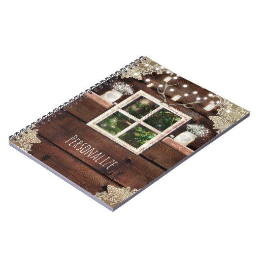 Rustige vensterstructuur en maden Jar Land op maat Notitieboek (Linkerzijde)