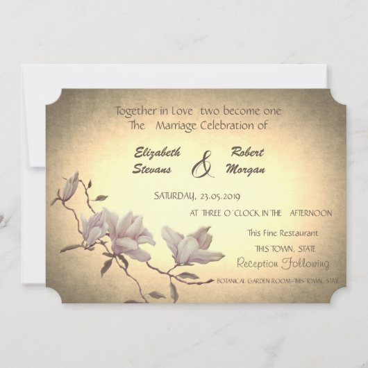 Rustige ventilator, Magnolia Wedding Invitation Kaart (Voorkant)