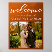 Rustige Verbrande Oranje Foto Herfst Bruiloft Welk Poster (Voorkant)