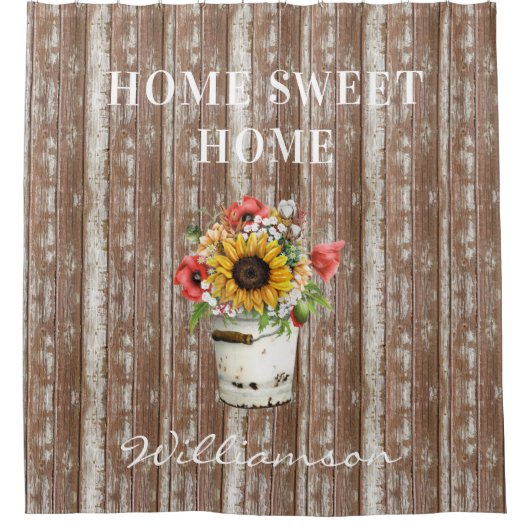 Rustige, verharde houtkool Home Sweet Home Douchegordijn (Voorkant)