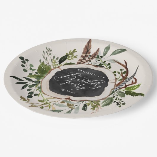 Rustige verjaardagsfeestdag voor houtsplak papieren bordje (Gekanteld)