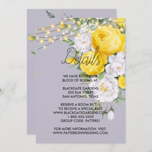 Rustige verlichting Gele Floral Enclosure cards Kaart (Voorkant / Achterkant)