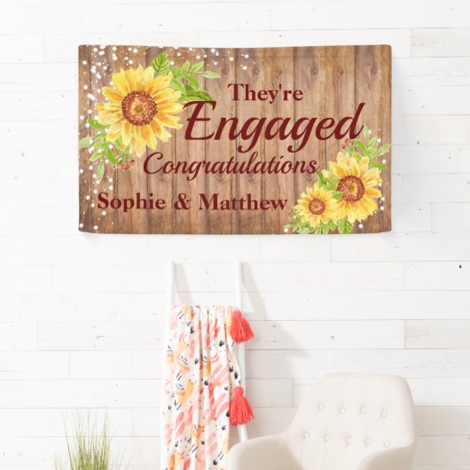 Rustige Verloving gefeliciteerd Sunflower Party Spandoek (Insitu)