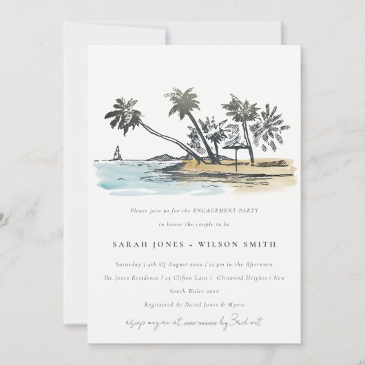 Rustige Verloving van de Tropische Beach Palm Tree Kaart (Voorkant)
