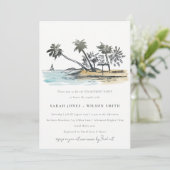 Rustige Verloving van de Tropische Beach Palm Tree Kaart (Staand voorkant)
