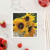 Rustige verse Gele Zonnebloemen in een Mason Jar Servet (Insitu)