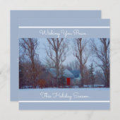 Rustige, vervallen rode schuur in winters sneeuwva feestdagenkaart (Voorkant / Achterkant)