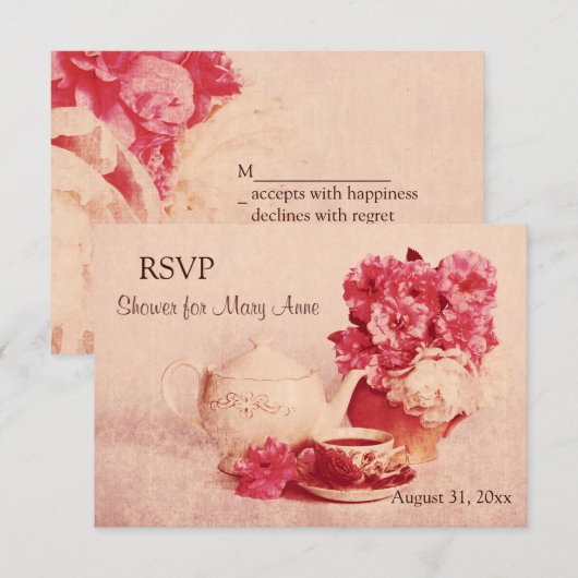 Rustige Victoriaans theepartij RSVP-kaart RSVP Kaartje (Voorkant / Achterkant)