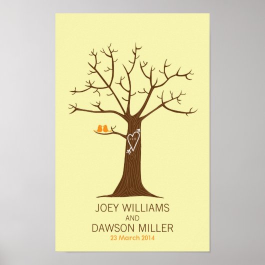Rustige Vingerprint Tree Weddenschap met vogels Poster (Voorkant)