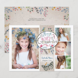 Rustige Vintage Beige Eerste Heilige Commune flora Kaart