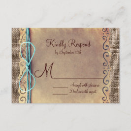 Rustige Vintage Burlap Wedding RSVP-kaarten RSVP Kaartje