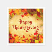 Rustige Vintage Herfstbladeren Gelukkig Thanksgivi Servet (Voorkant)