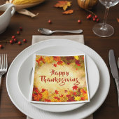 Rustige Vintage Herfstbladeren Gelukkig Thanksgivi Servet
