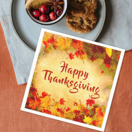 Rustige Vintage Herfstbladeren Gelukkig Thanksgivi Servet