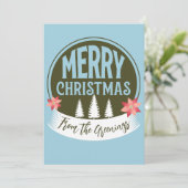 Rustige vintage Kerstmis traditioneel gezin Feestdagenkaart (Staand voorkant)