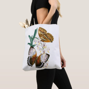 Rustige Vintage Vlinders en Bloemenkunst Tote Bag