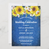 Rustige vintage ziet er blauw uit, zonnebloemen kaart (Voorkant)