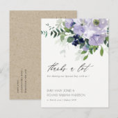 Rustige Violet Paarse Floral Leafy Wedding Bedankt Briefkaart (Voorkant / Achterkant)