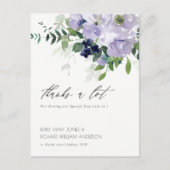 Rustige Violet Paarse Floral Leafy Wedding Bedankt Briefkaart (Voorkant)