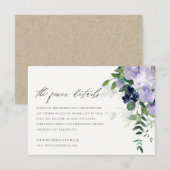 Rustige Violet Paarse Floral Leafy Wedding Details Informatiekaartje (Voorkant / Achterkant)