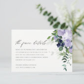 Rustige Violet Paarse Floral Leafy Wedding Details Informatiekaartje (Staand voorkant)