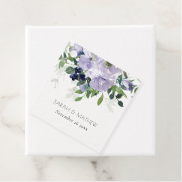 Rustige Violet Paarse marine Floral Leafy Wedding Bedankjes Labels