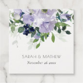 Rustige Violet Paarse marine Floral Leafy Wedding Bedankjes Labels (Voorkant)