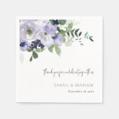 Rustige Violet Paarse marine Floral Leafy Wedding Servet (Voorkant)