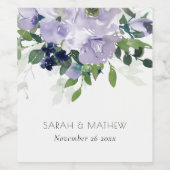 Rustige Violet Paarse marine Floral Leafy Wedding Wijn Etiket (Enkel label)