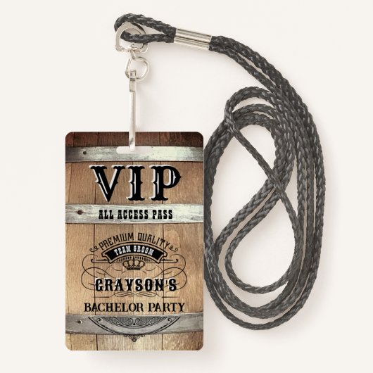 Rustige VIP-pas van Bachelor Party Badge (Voorkant met draagriem)