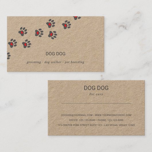 Rustige visitekaartje van hondenzetterpaden (Voorkant / Achterkant)
