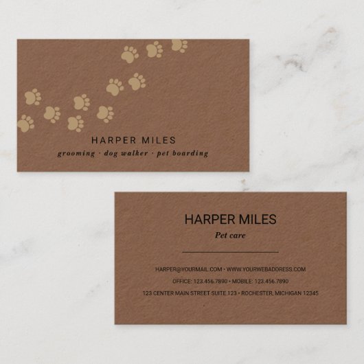 Rustige visitekaartje van hondenzetterpaden (Voorkant / Achterkant)