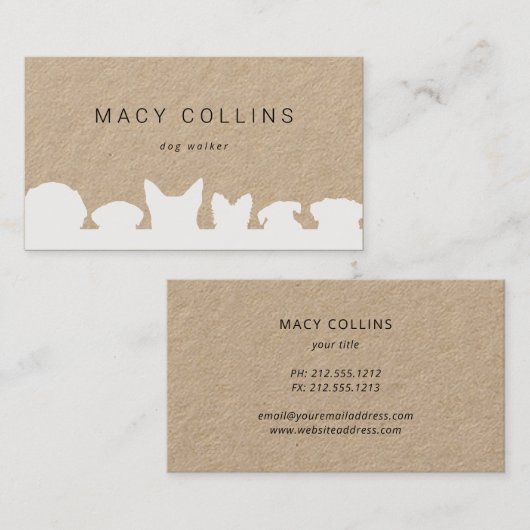 Rustige visitekaartje voor witte silhouette (Voorkant / Achterkant)