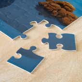 Rustige Vissende boot op Lake Mount Fuji vulkaan Legpuzzel (Zijkant)