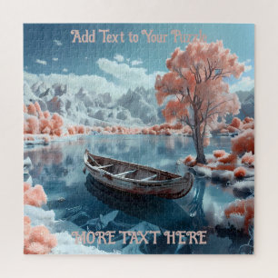 Rustige Vissende boot op Lake Mount Fuji vulkaan Legpuzzel