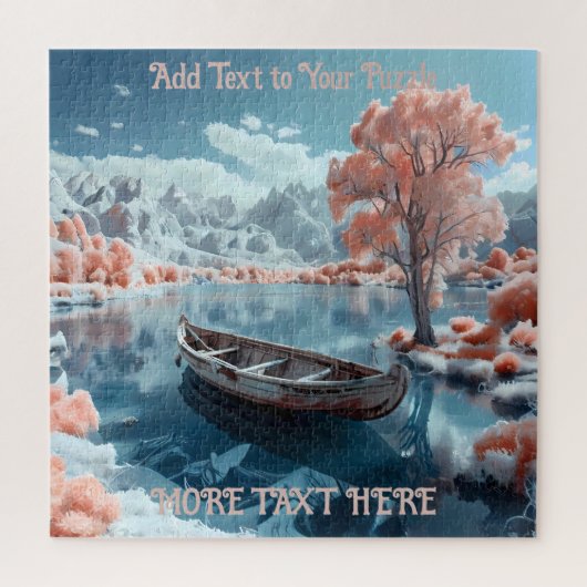 Rustige Vissende boot op Lake Mount Fuji vulkaan Legpuzzel (Verticaal)