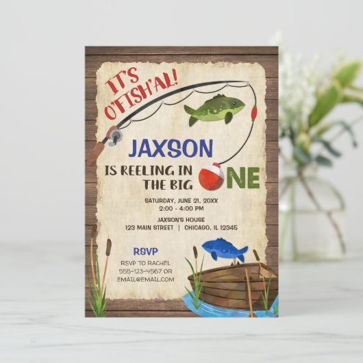 Rustige visvangst 1-jarig jongetje kaart (Staand voorkant)