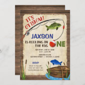 Rustige visvangst 1-jarig jongetje kaart (Voorkant / Achterkant)