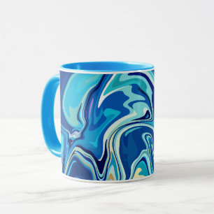 Rustige vloeibare kunst met blauwe en aqua draaiko mok