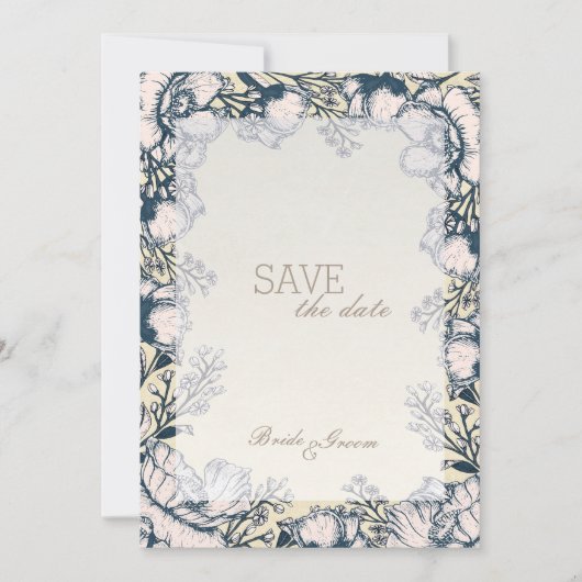 Rustige  Vloerbloem BEVESTIGEN de Datum Save The Date (Voorkant)